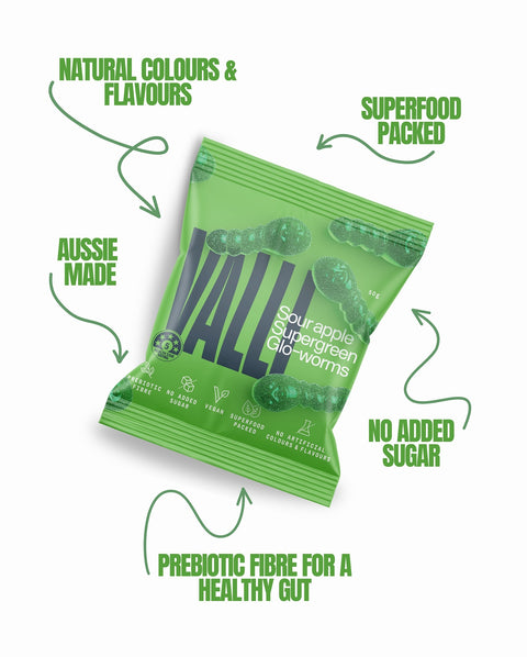 Gummies | Sour Apple Supergreen Glo-worms