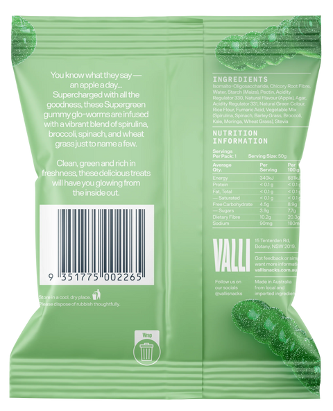 Gummies | Sour Apple Supergreen Glo-worms