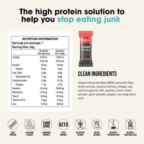 Organic Beef Bars | Cayenne Chilli