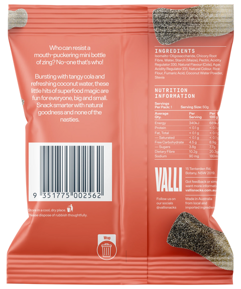 Gummies | Sour Cola Bottles with Coconut Water