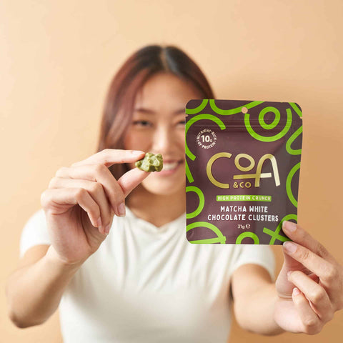 Chocolate Protein Clusters | Matcha white chocolate